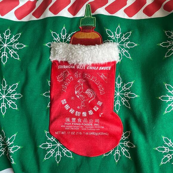 Huy Fong Rooster Sriracha Sauce Ugly Christmas Sweater with Pocket Sz Med  NWOT - Picture 3 of 4
